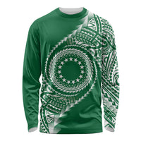 Cook Islands Gospel Day Long Sleeve Shirt Green Tribal Curves