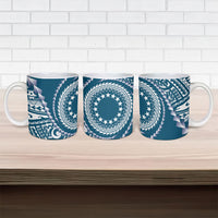 Cook Islands Gospel Day Ceramic Mug Blue Tribal Curves