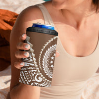 Cook Islands Gospel Day 4 in 1 Can Cooler Tumbler Brown Tribal Curves
