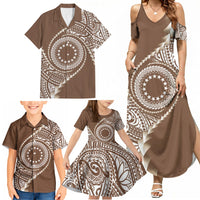 Cook Islands Gospel Day Family Matching Summer Maxi Dress and Hawaiian Shirt Brown Tribal Curves
