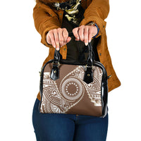 Cook Islands Gospel Day Shoulder Handbag Brown Tribal Curves