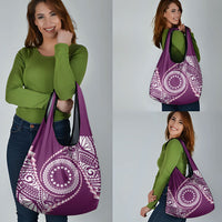 Cook Islands Gospel Day Grocery Bag Maroon Tribal Curves