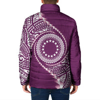 Cook Islands Gospel Day Padded Jacket Maroon Tribal Curves