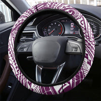 Cook Islands Gospel Day Steering Wheel Cover Maroon Tribal Curves