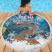 New Zealand Christmas Beach Blanket Kiwis Santa Sleigh Starry Night Style LT05 - Polynesian Pride