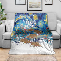 New Zealand Christmas Blanket Kiwis Santa Sleigh Starry Night Style LT05 - Polynesian Pride