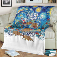 New Zealand Christmas Blanket Kiwis Santa Sleigh Starry Night Style LT05 - Polynesian Pride