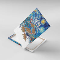 New Zealand Christmas Canvas Wall Art Kiwis Santa Sleigh Starry Night Style LT05 With Frame Blue - Polynesian Pride