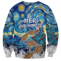 New Zealand Christmas Sweatshirt Kiwis Santa Sleigh Starry Night Style LT05 - Polynesian Pride