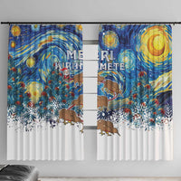 New Zealand Christmas Window Curtain Kiwis Santa Sleigh Starry Night Style LT05 With Hooks Blue - Polynesian Pride