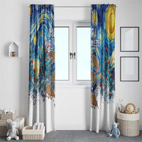 New Zealand Christmas Window Curtain Kiwis Santa Sleigh Starry Night Style LT05 - Polynesian Pride