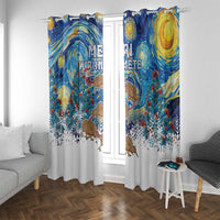 New Zealand Christmas Window Curtain Kiwis Santa Sleigh Starry Night Style LT05 With Grommets Blue - Polynesian Pride