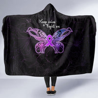 Pancreatic Cancer Awareness Hooded Blanket Keep Calm And Fight On Polynesian Pattern LT05 - Polynesian Pride