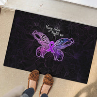 Pancreatic Cancer Awareness Rubber Doormat Keep Calm And Fight On Polynesian Pattern LT05 - Polynesian Pride
