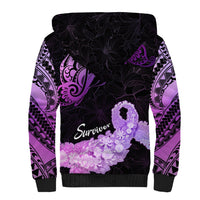 Pancreatic Cancer Awareness Sherpa Hoodie Keep Calm And Fight On Polynesian Pattern LT05 - Polynesian Pride