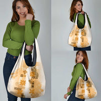 Hawaiian Quilt Grocery Bag Vintage Pattern Brown