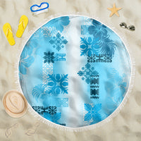 Hawaiian Quilt Beach Blanket Vintage Pattern Blue LT05 One Size 150cm Blue - Polynesian Pride