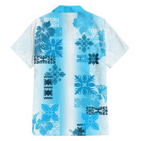 Hawaiian Quilt Family Matching Puletasi Dress and Hawaiian Shirt Vintage Pattern Blue LT05 - Polynesian Pride