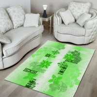 Hawaiian Quilt Area Rug Vintage Pattern Green LT05 - Polynesian Pride