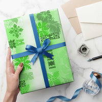 Hawaiian Quilt Wrapping Paper Vintage Pattern Green - Polynesian Pride