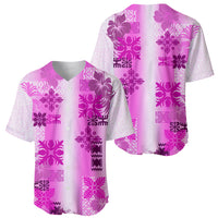 Hawaiian Quilt Baseball Jersey Vintage Pattern Pink LT05 - Polynesian Pride
