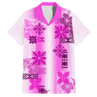 Hawaiian Quilt Family Matching Puletasi Dress and Hawaiian Shirt Vintage Pattern Pink LT05 Dad's Shirt - Short Sleeve Pink - Polynesian Pride
