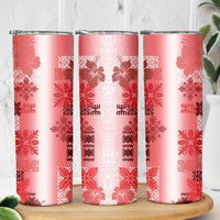 Hawaiian Quilt Skinny Tumbler Vintage Pattern Red