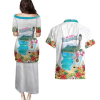Aloha Hawaii Waikiki Beach Landscape Couples Matching Puletasi and Hawaiian Shirt LT05 - Polynesian Pride