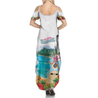 Aloha Hawaii Waikiki Beach Landscape Family Matching Summer Maxi Dress and Hawaiian Shirt