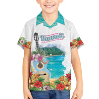 Aloha Hawaii Waikiki Beach Landscape Family Matching Summer Maxi Dress and Hawaiian Shirt