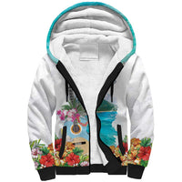 Aloha Hawaii Waikiki Beach Landscape Sherpa Hoodie LT05 Unisex White - Polynesian Pride