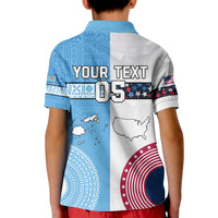 Custom Fiji And USA Palm Tree With Eagle Kid Polo Shirt LT05 - Polynesian Pride