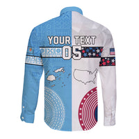 Custom Fiji And USA Palm Tree With Eagle Long Sleeve Button Shirt LT05 - Polynesian Pride