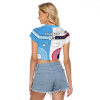 Custom Fiji And USA Palm Tree With Eagle Raglan Cropped T Shirt LT05 - Polynesian Pride