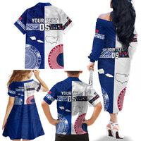 Custom Samoa And USA Together Family Matching Off Shoulder Long Sleeve Dress and Hawaiian Shirt LT05 - Polynesian Pride