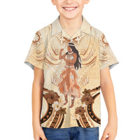 Tonga Women's Day Family Matching Tank Maxi Dress and Hawaiian Shirt With Polynesian Pattern LT05 Son's Shirt Beige - Polynesian Pride