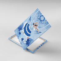Cook Islands Women's Day Canvas Wall Art With Polynesian Pattern LT05 With Frame Blue - Polynesian Pride