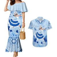 Cook Islands Women's Day Couples Matching Mermaid Dress and Hawaiian Shirt With Polynesian Pattern LT05 Blue - Polynesian Pride