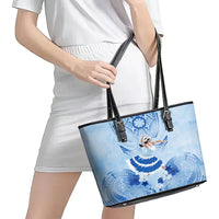 Cook Islands Women's Day Leather Tote Bag With Polynesian Pattern LT05 - Polynesian Pride