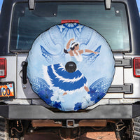 Cook Islands Women's Day Spare Tire Cover With Polynesian Pattern LT05 Blue - Polynesian Pride