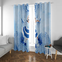 Cook Islands Women's Day Window Curtain With Polynesian Pattern LT05 With Grommets Blue - Polynesian Pride