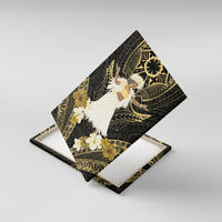 Niue Women's Day Canvas Wall Art With Polynesian Pattern LT05 With Frame Gold - Polynesian Pride