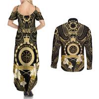 Niue Women's Day Couples Matching Summer Maxi Dress and Long Sleeve Button Shirt With Polynesian Pattern LT05 - Polynesian Pride
