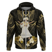 Niue Women's Day Hoodie With Polynesian Pattern LT05 Zip Hoodie Gold - Polynesian Pride
