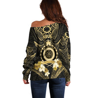 Niue Women's Day Off Shoulder Sweater With Polynesian Pattern LT05 - Polynesian Pride