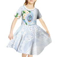 Guam Chamorro Kid Short Sleeve Dress Guasali Flowers Curves Style