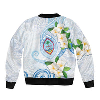 Guam Chamorro Sleeve Zip Bomber Jacket Guasali Flowers Curves Style