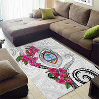 Guam Chamorro Area Rug Curves Polynesian Tattoo Mix Bougainvillea