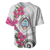 Guam Chamorro Baseball Jersey Curves Polynesian Tattoo Mix Bougainvillea