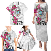 Guam Chamorro Family Matching Puletasi and Hawaiian Shirt Curves Polynesian Tattoo Mix Bougainvillea